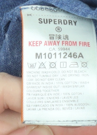 Superdry Men's Blue Crew Neck Cotton T-Shirt Size M