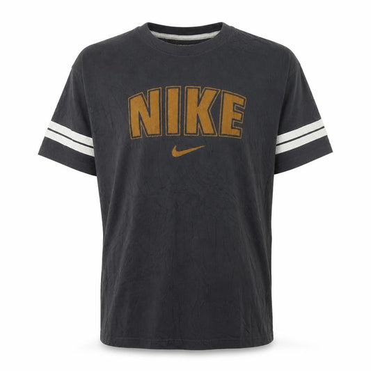 Front view of Nike Men's Black Sports Logo Crew Neck Cotton T-Shirt, size S