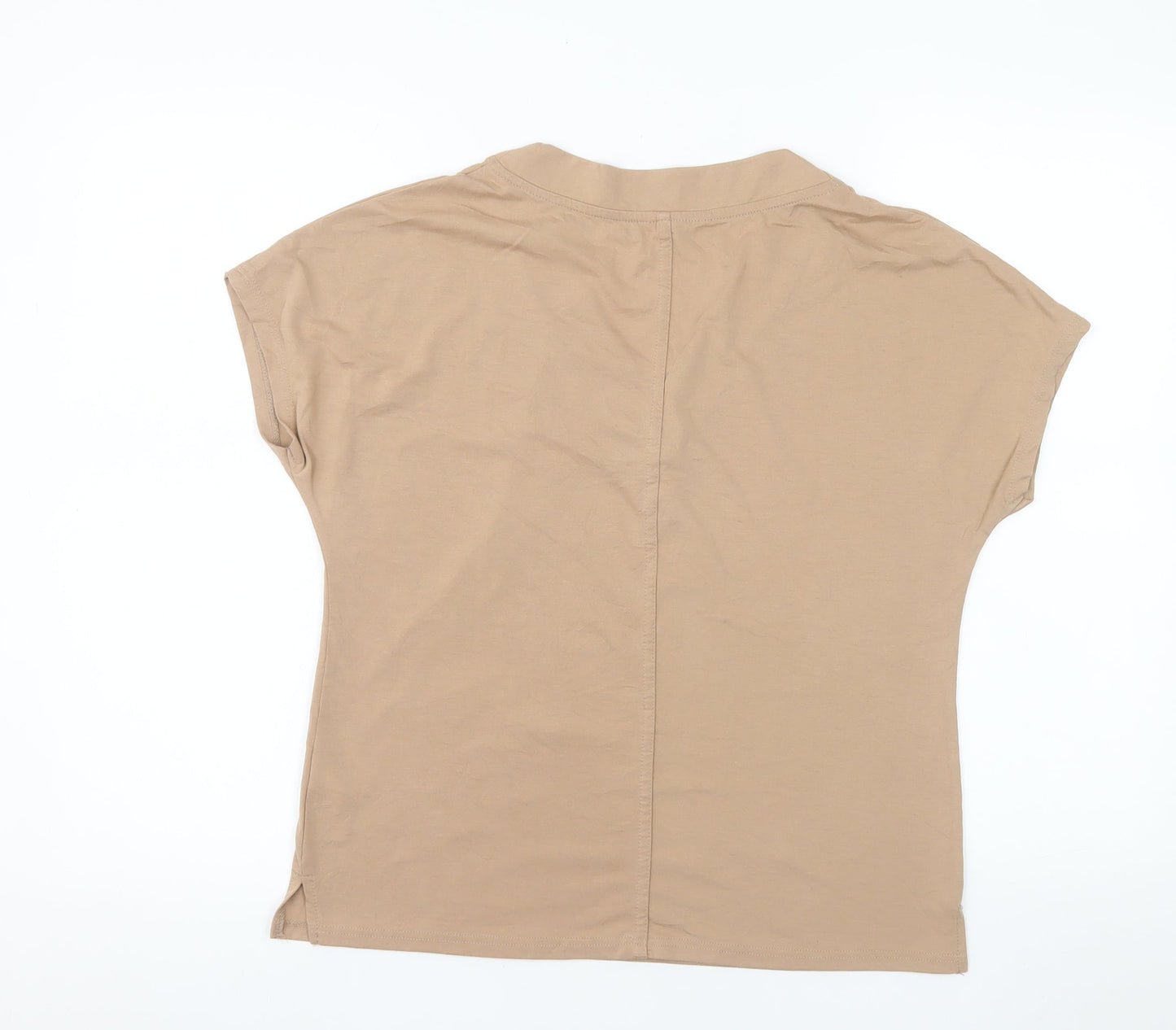 River Island Women’s Beige V-Neck Short Sleeve Basic T-Shirt Size 8