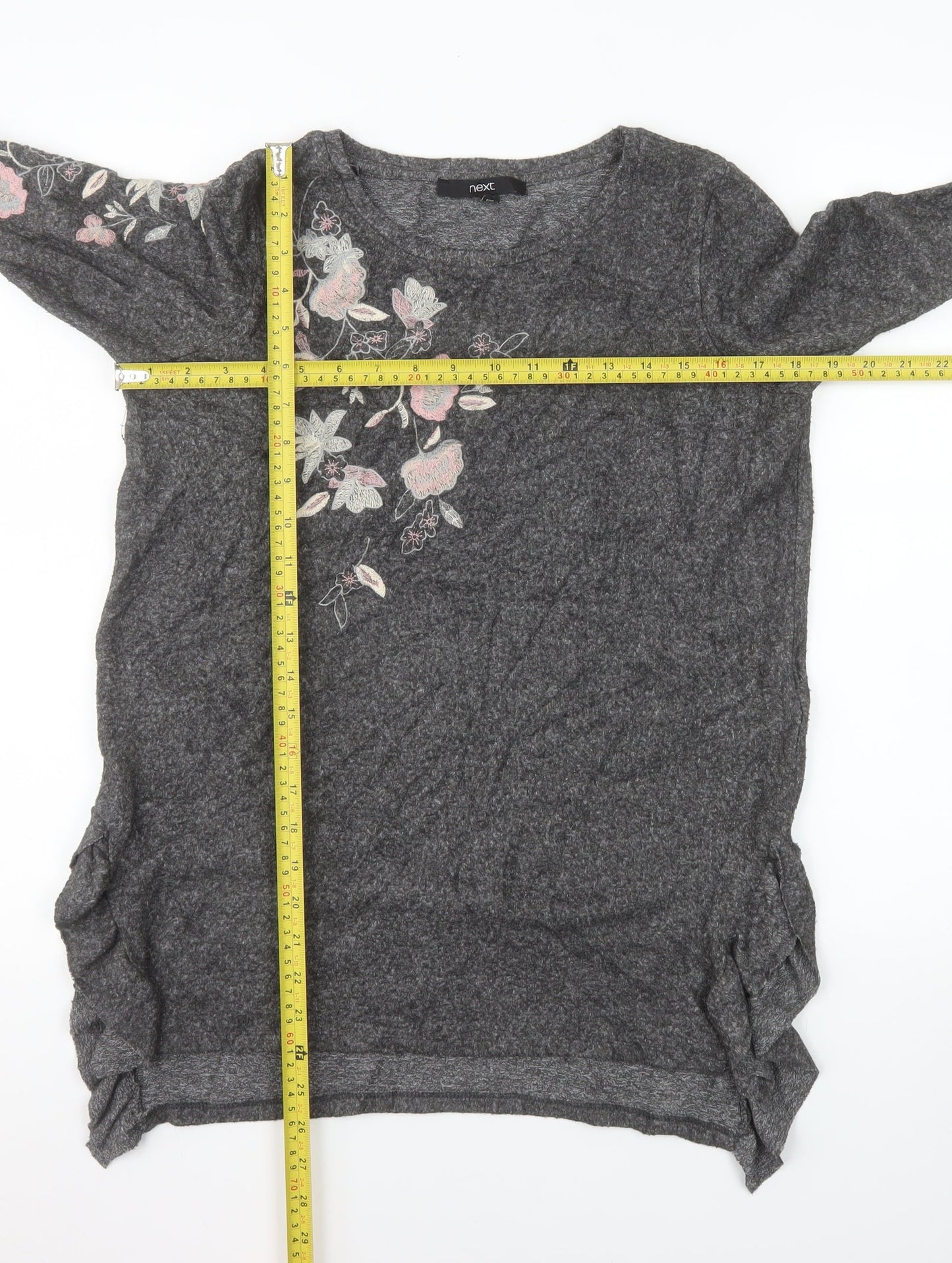 Next Women's Grey Floral Embroidered Pullover Sweatshirt UK 10