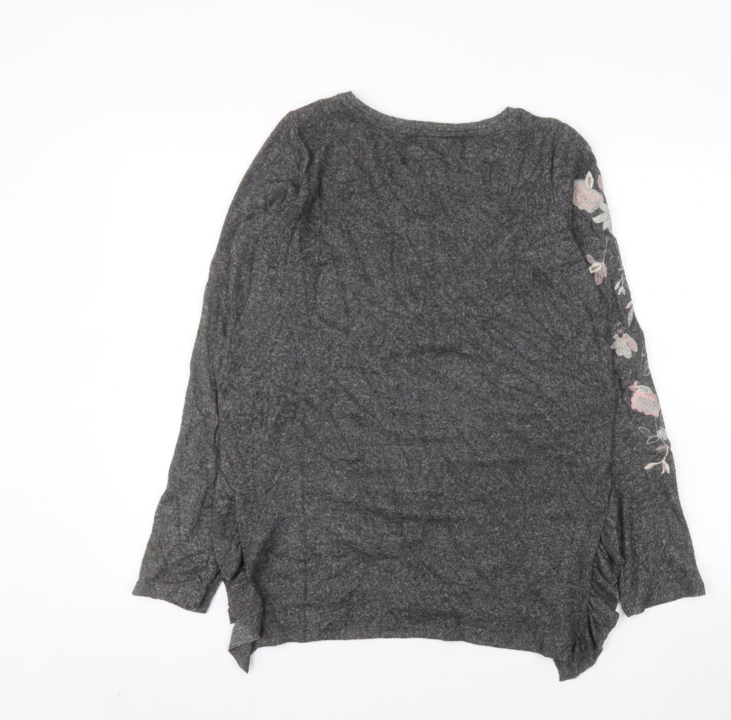 Next Women's Grey Floral Embroidered Pullover Sweatshirt UK 10