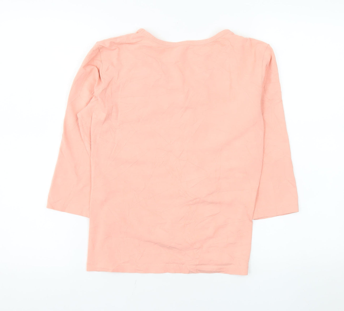 Basler Women Pink V-Neck 3/4 Sleeve Stretch Cotton T-Shirt Size 12