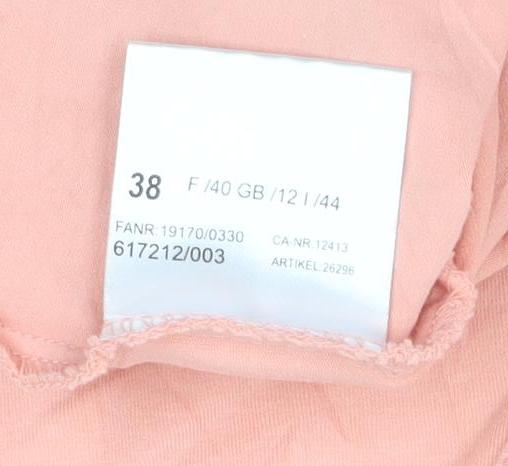 Basler Women Pink V-Neck 3/4 Sleeve Stretch Cotton T-Shirt Size 12