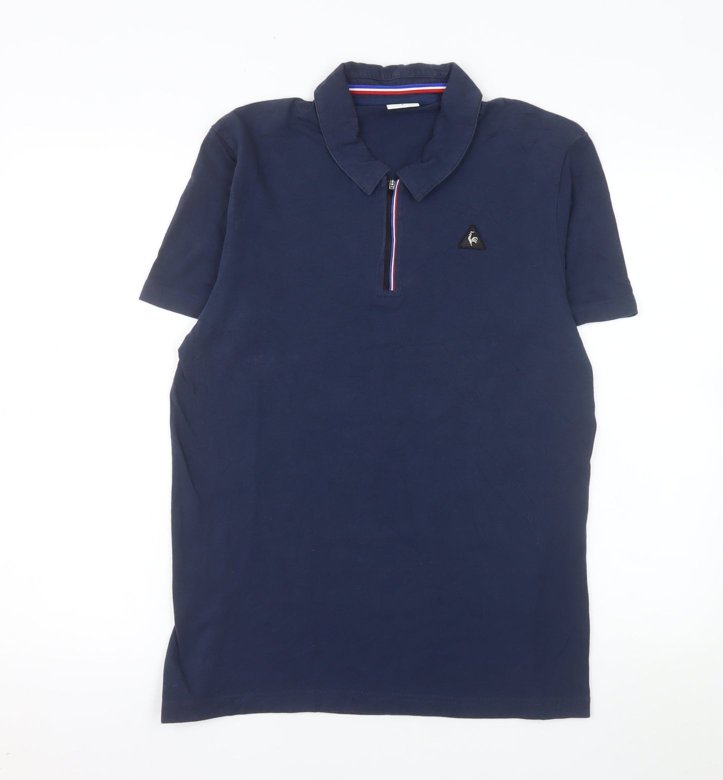 Le Coq Sportif Men's Blue L Polo Shirt 1/4 Zip Cotton Blend