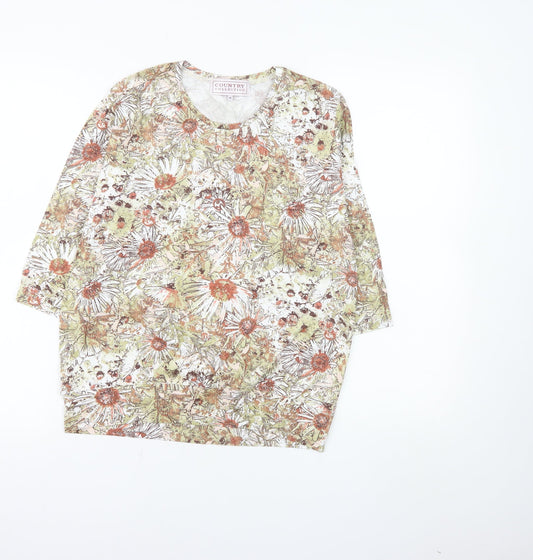 Country Collection Womens Multicoloured Floral Cotton T-Shirt Size 10
