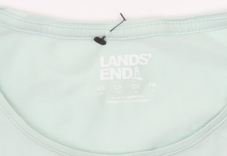 Lands' End Women's Green Long Sleeve Cotton Stretch T-Shirt XS