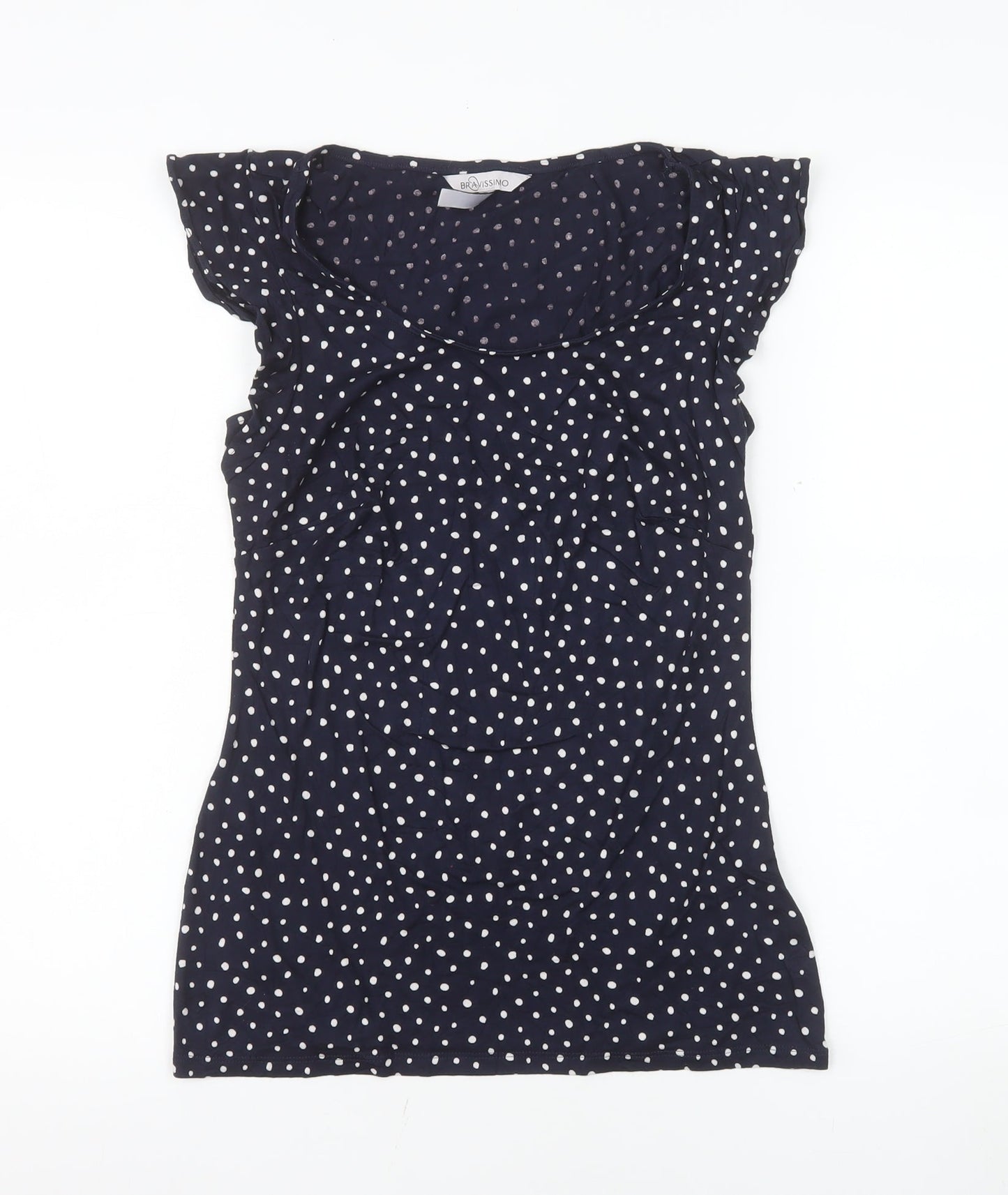 Bravissimo Women's Blue Polka Dot Scoop Neck T-Shirt Size 10