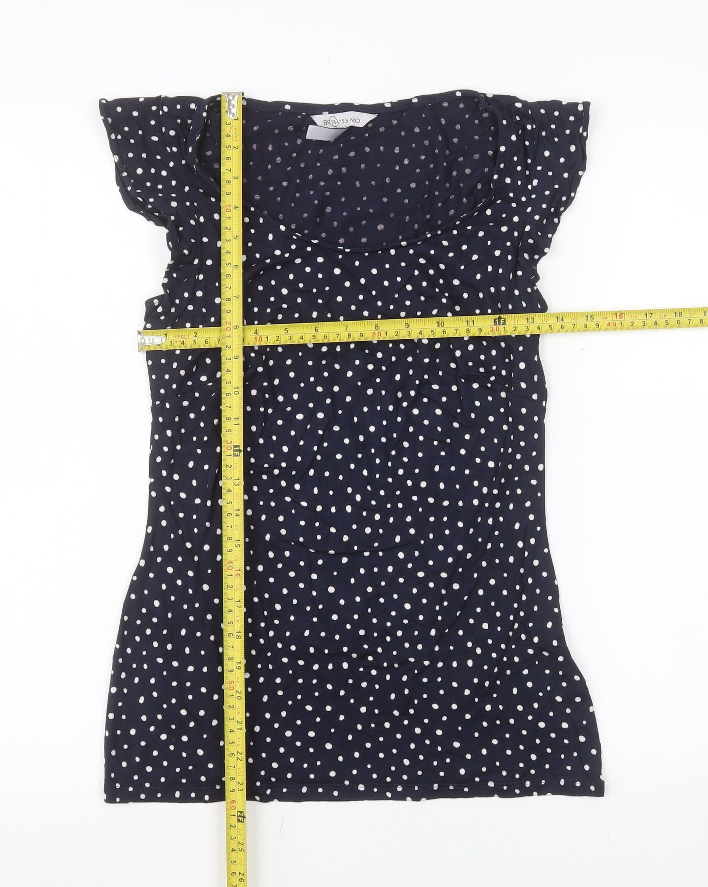 Bravissimo Women's Blue Polka Dot Scoop Neck T-Shirt Size 10