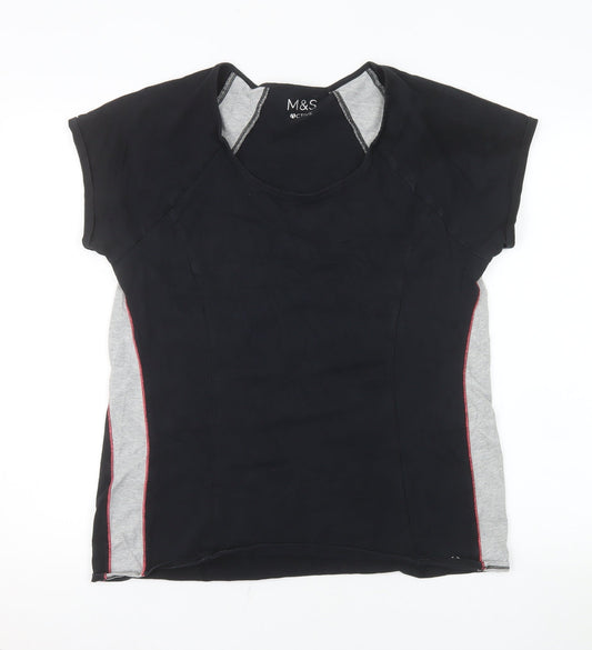 Marks and Spencer Womens Black Short Sleeve Active T-Shirt Size 18