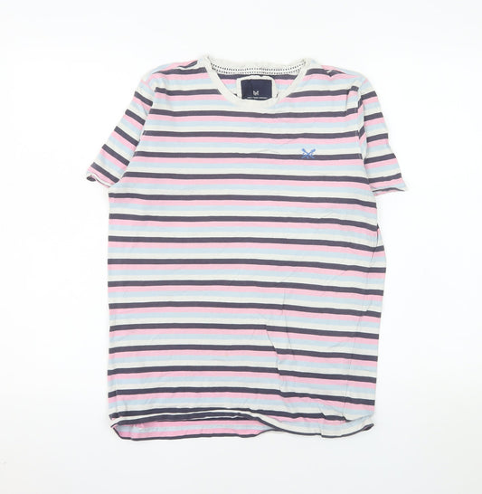 Crew Clothing Company Men's Multicoloured Striped Cotton T-Shirt Size S