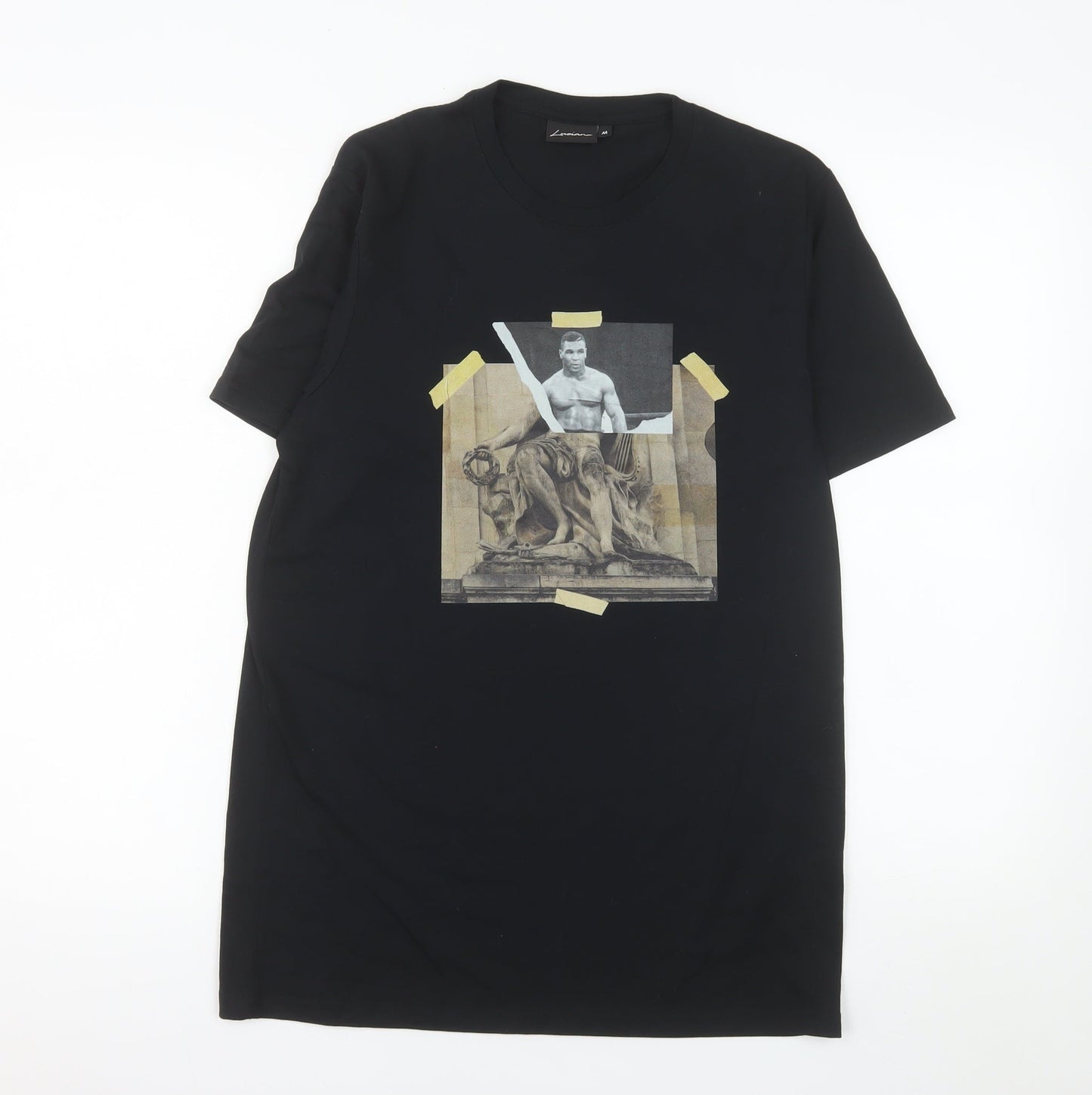 Luciano Men's Black Graphic Print Crew Neck T-Shirt Size M Polyester Cotton Blend