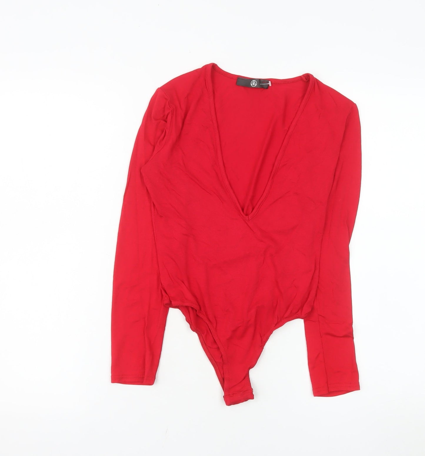 Missguided Women’s Red Long Sleeve V-Neck Bodysuit UK 10