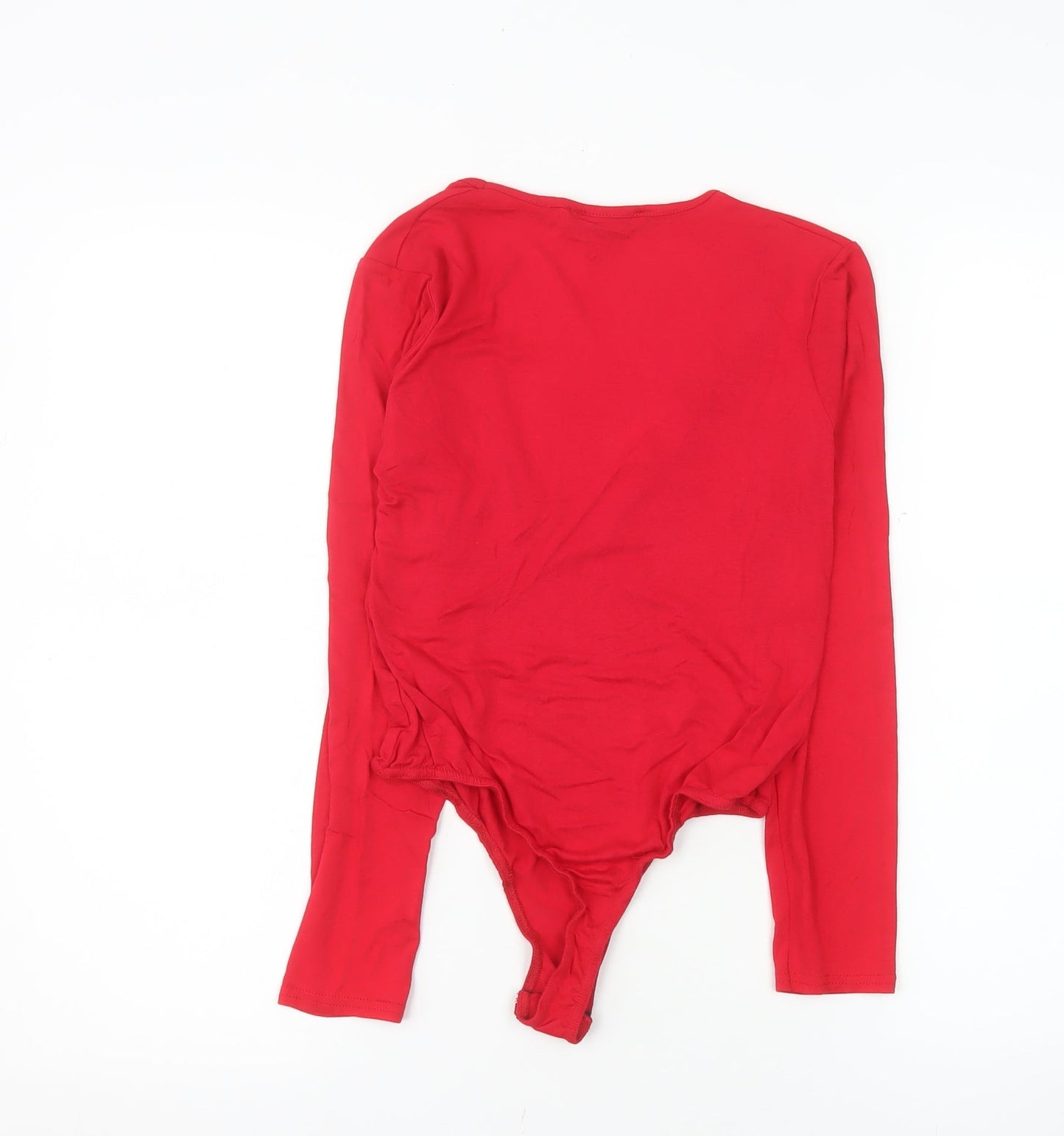Missguided Women’s Red Long Sleeve V-Neck Bodysuit UK 10