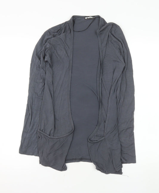 Graffic Women’s Grey Jersey Open Front Coatigan Size S