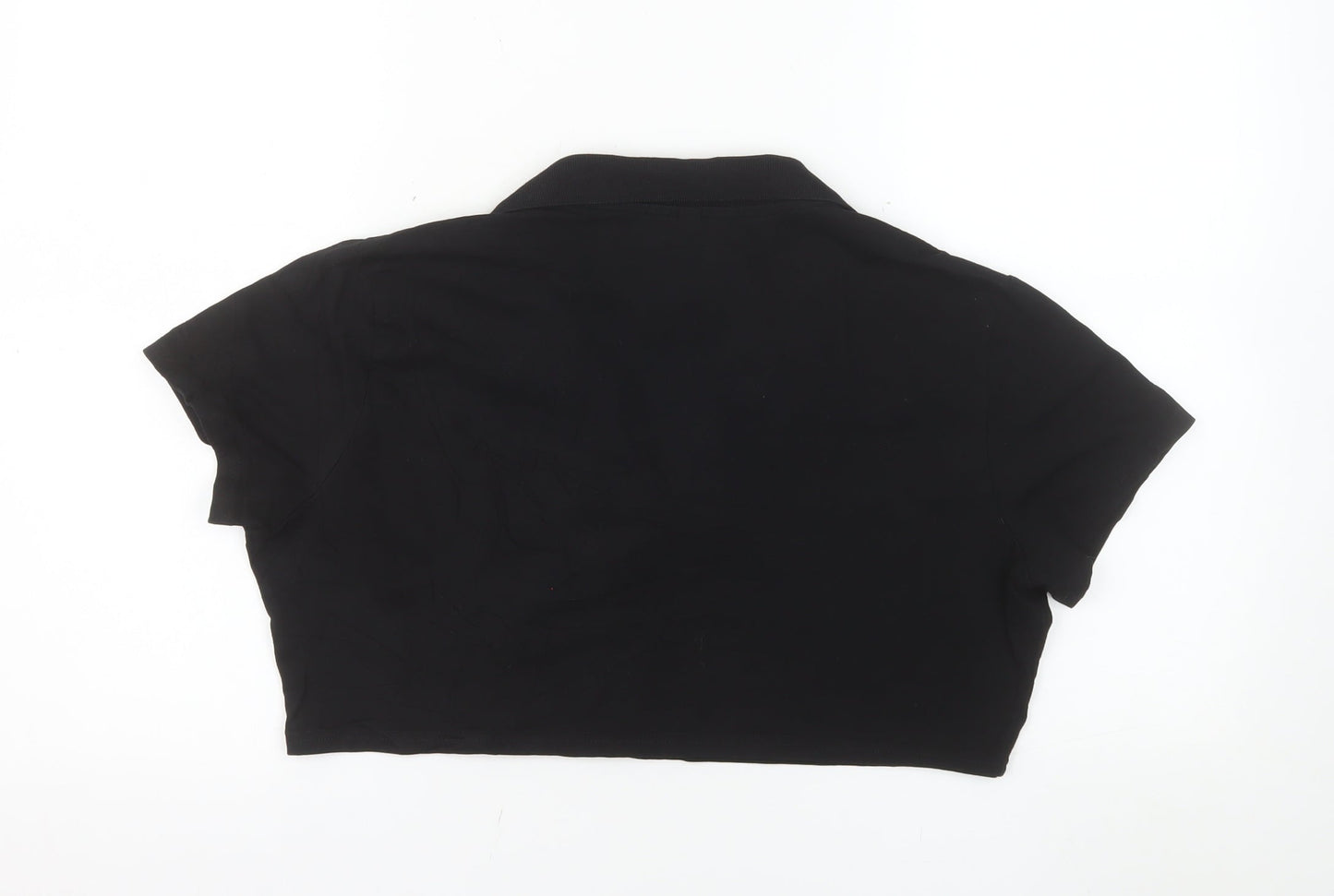 H&M Divided Women's Black Cropped Polo Shirt XL Cotton Blend
