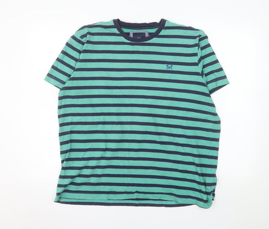Crew Clothing Company Women Blue Striped Cotton T-Shirt XL