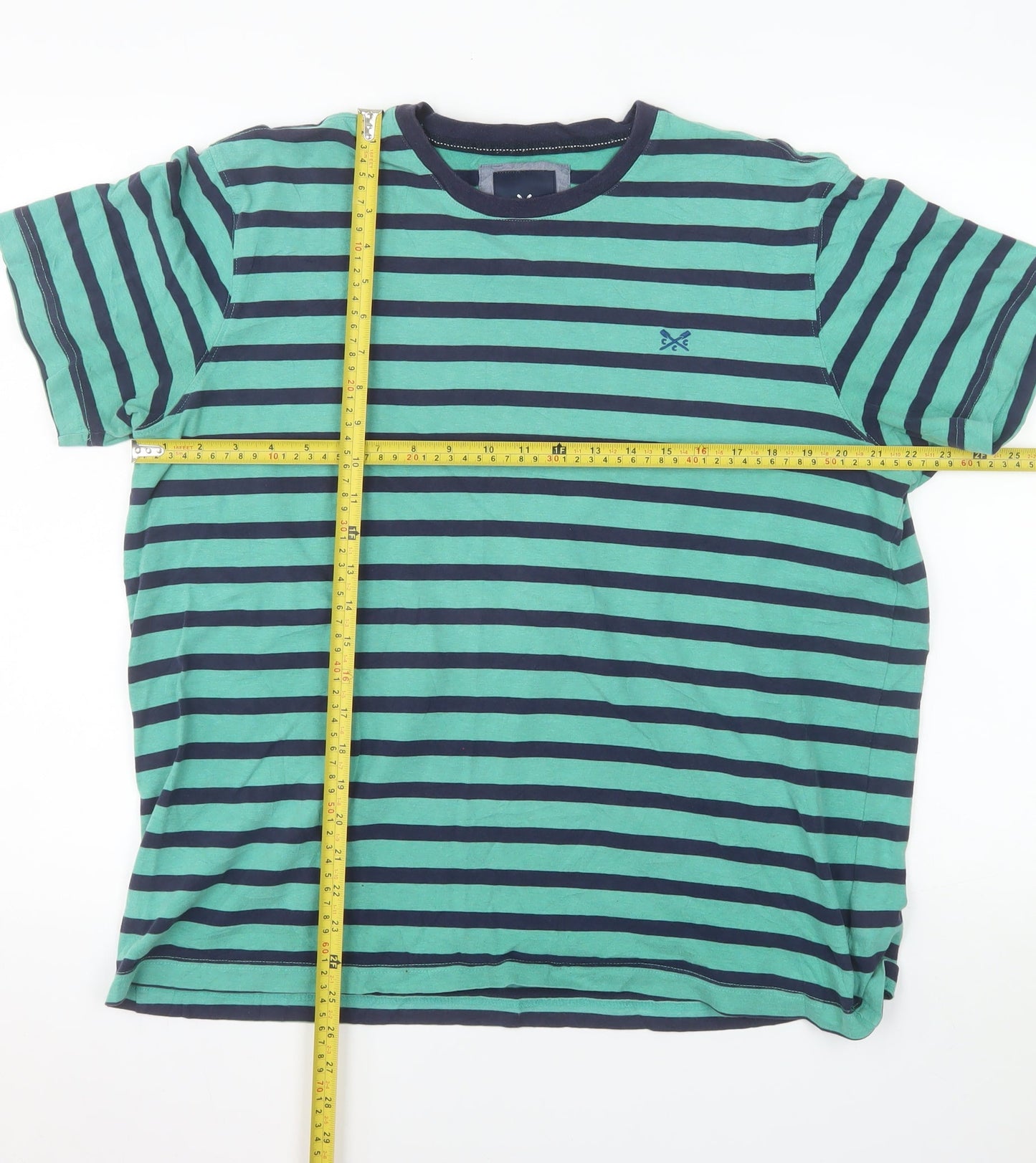 Crew Clothing Company Women Blue Striped Cotton T-Shirt XL
