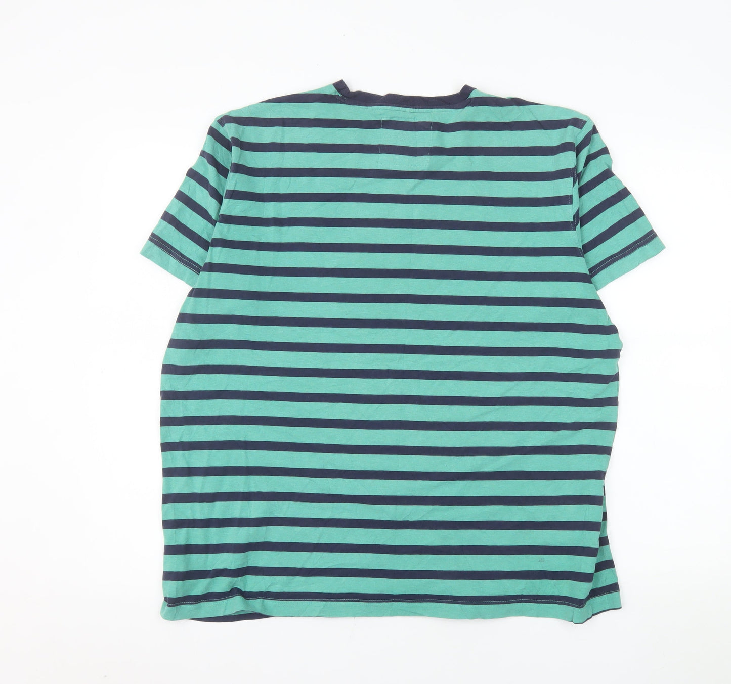 Crew Clothing Company Women Blue Striped Cotton T-Shirt XL