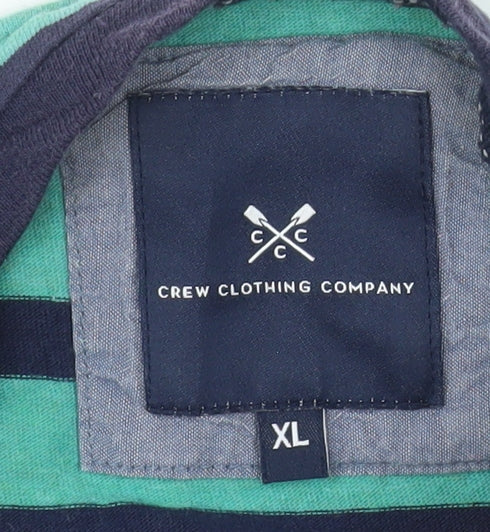 Crew Clothing Company Women Blue Striped Cotton T-Shirt XL