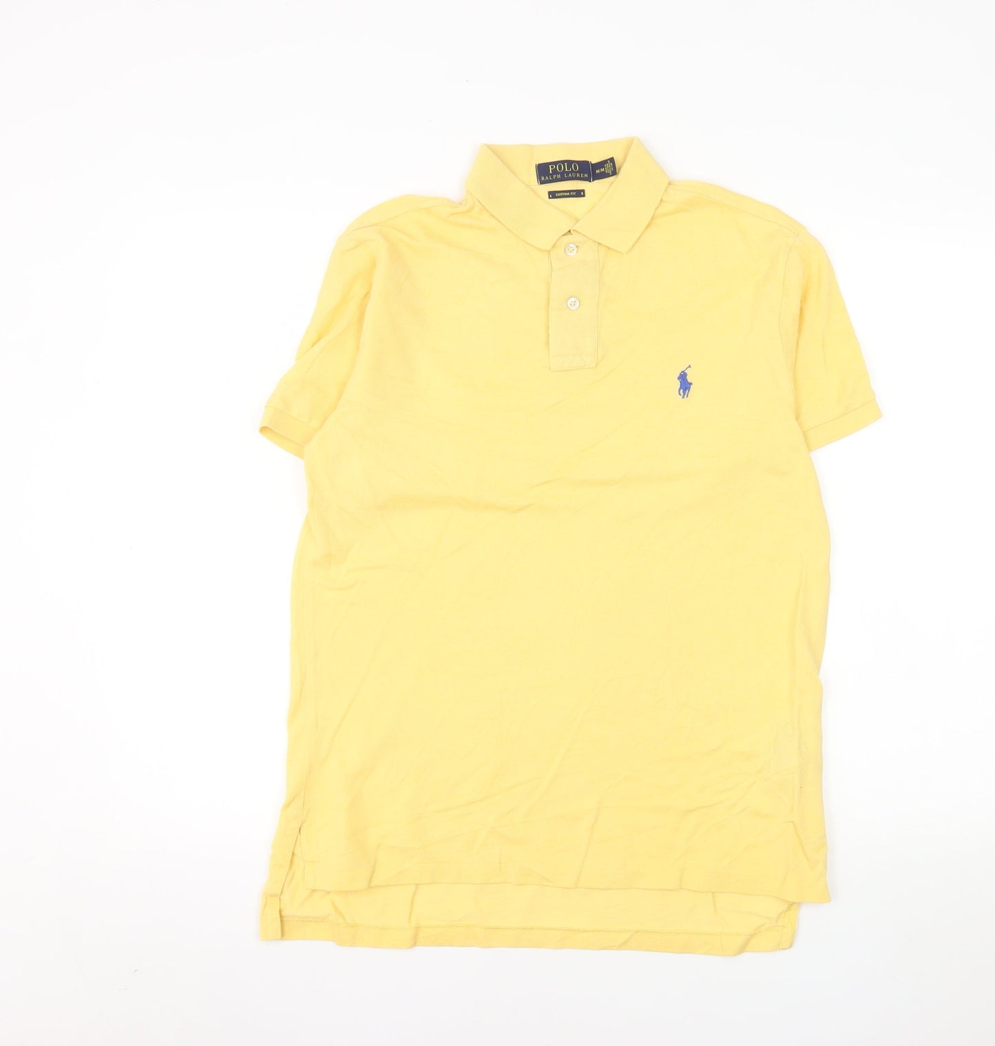 Ralph Lauren Men's Yellow Custom Fit Polo Shirt Size M