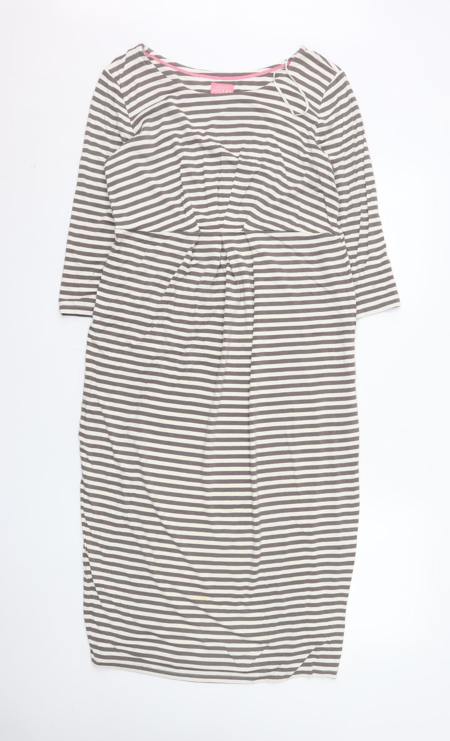 Joules Women’s Grey Striped Knee Length Shift Dress Size 12