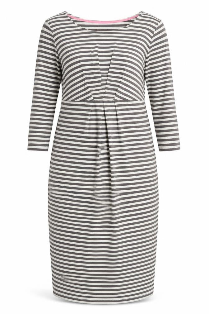 Joules Women’s Grey Striped Knee Length Shift Dress Size 12