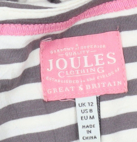 Joules Women’s Grey Striped Knee Length Shift Dress Size 12