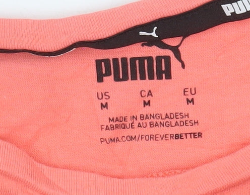 Puma Women Pink Basic Short Sleeve Cotton T-Shirt M