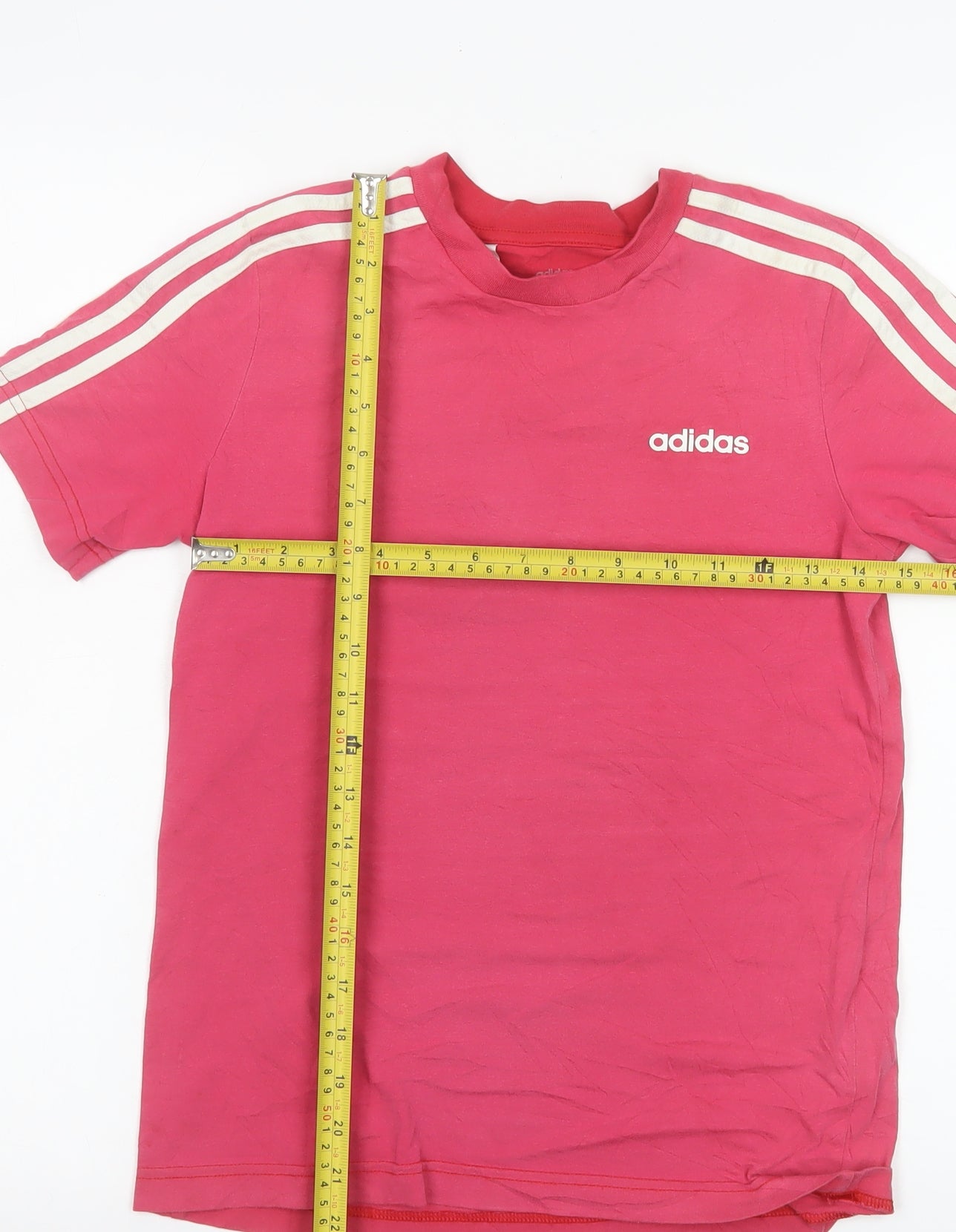 Adidas Girls Pink Short Sleeve Crew Neck Cotton T-Shirt 11-12 Years