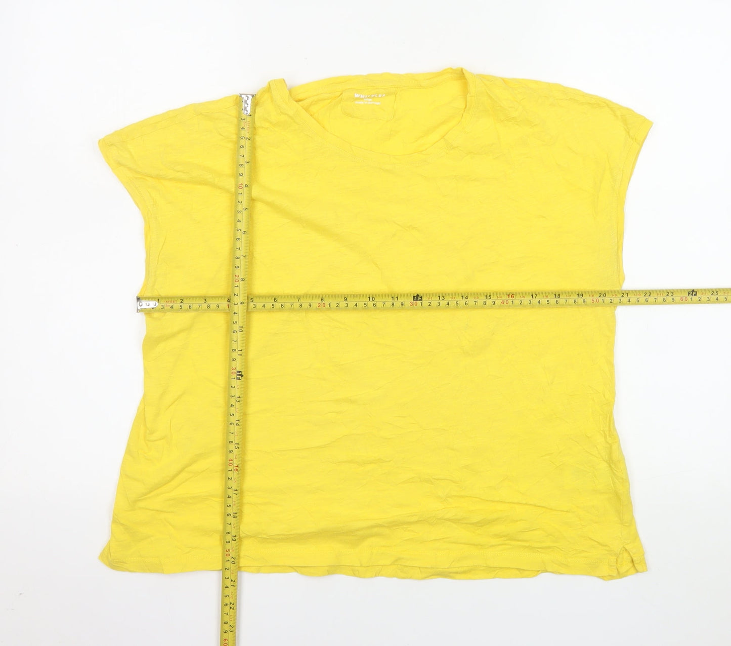 Whistles Women Yellow Cotton Basic Sleeveless T-Shirt Size L