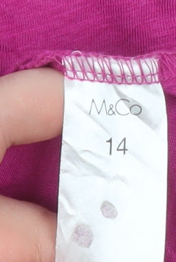 M&Co Women’s Pink V-Neck Sleeveless Jersey T-Shirt Size 14