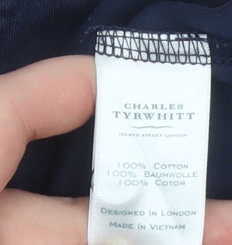 Charles Tyrwhitt Men's Blue Cotton Henley Polo Shirt Size S
