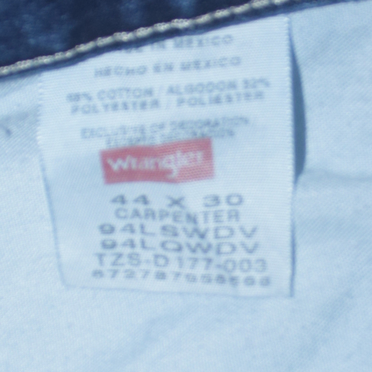Wrangler Men's Blue Denim Carpenter Jeans 44x30 Relaxed Fit