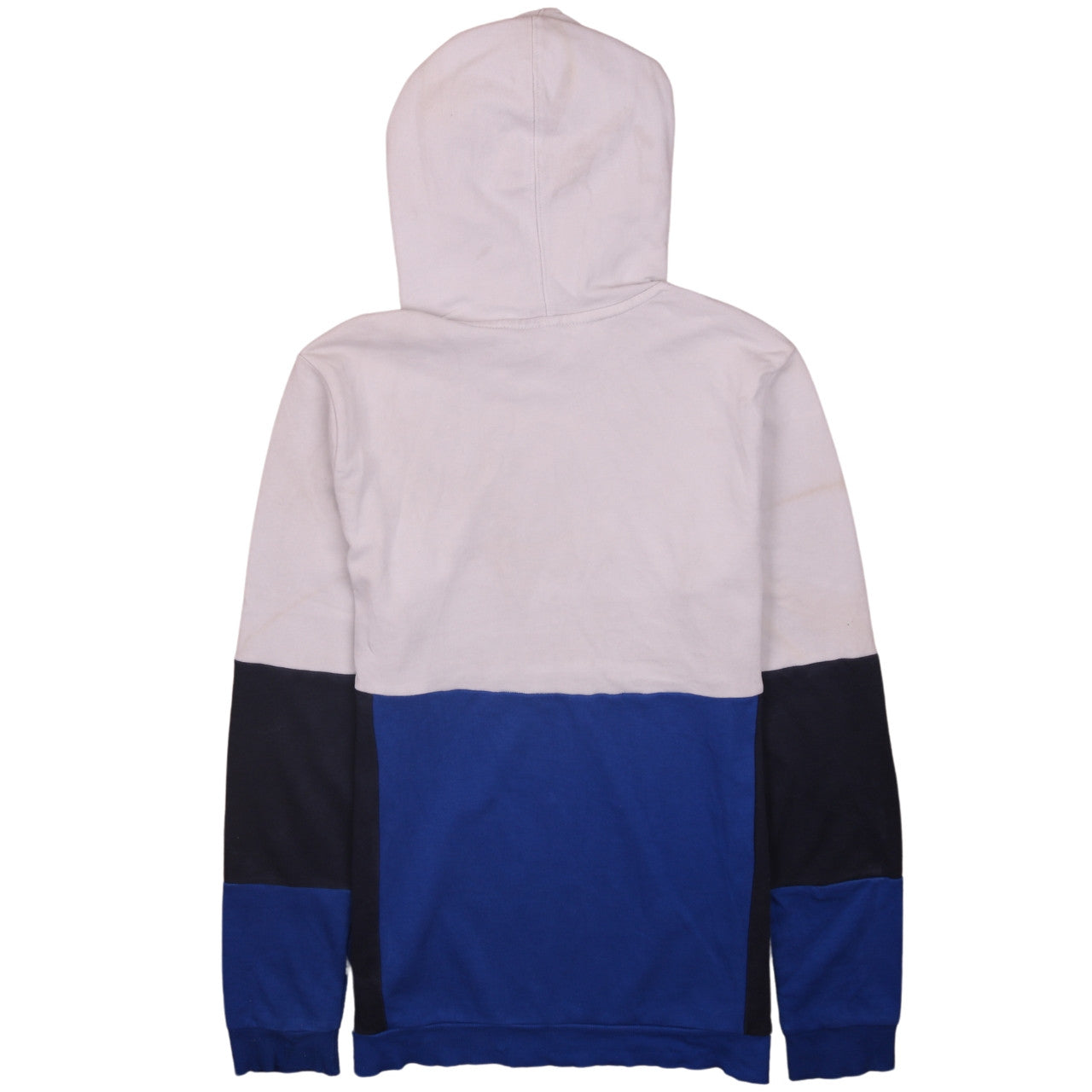 Adidas Boys Beige Blue Pullover Hoodie Logo Print Size 13-14 Years