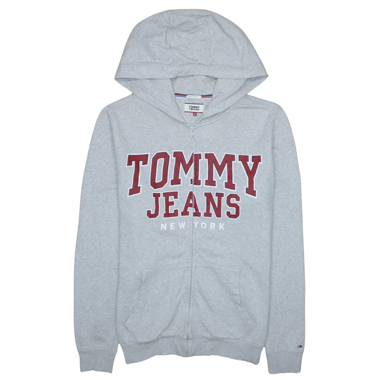 Tommy Jeans Men's Grey Full Zip Hoodie XL Regular Fit