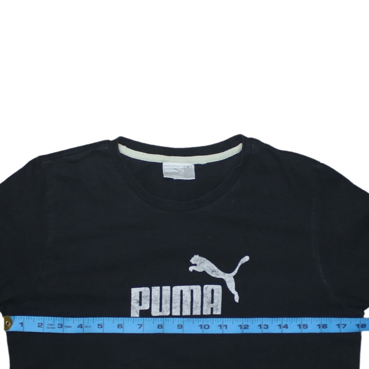 Puma Boys Black Long Sleeve Crew Neck Sports Logo Cotton T-Shirt XS
