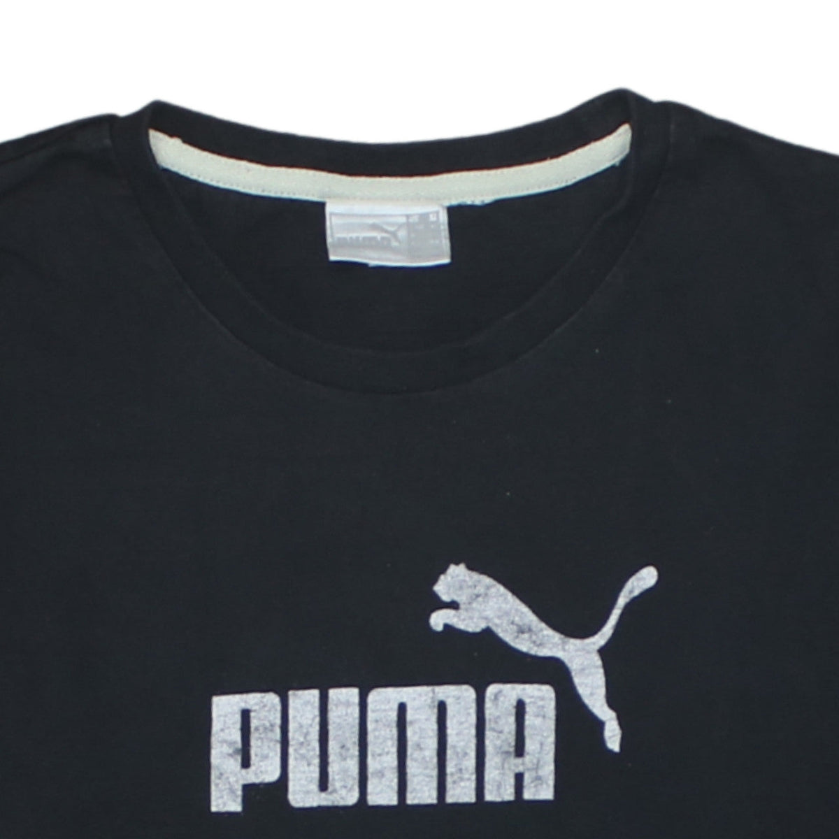 Puma Boys Black Long Sleeve Crew Neck Sports Logo Cotton T-Shirt XS