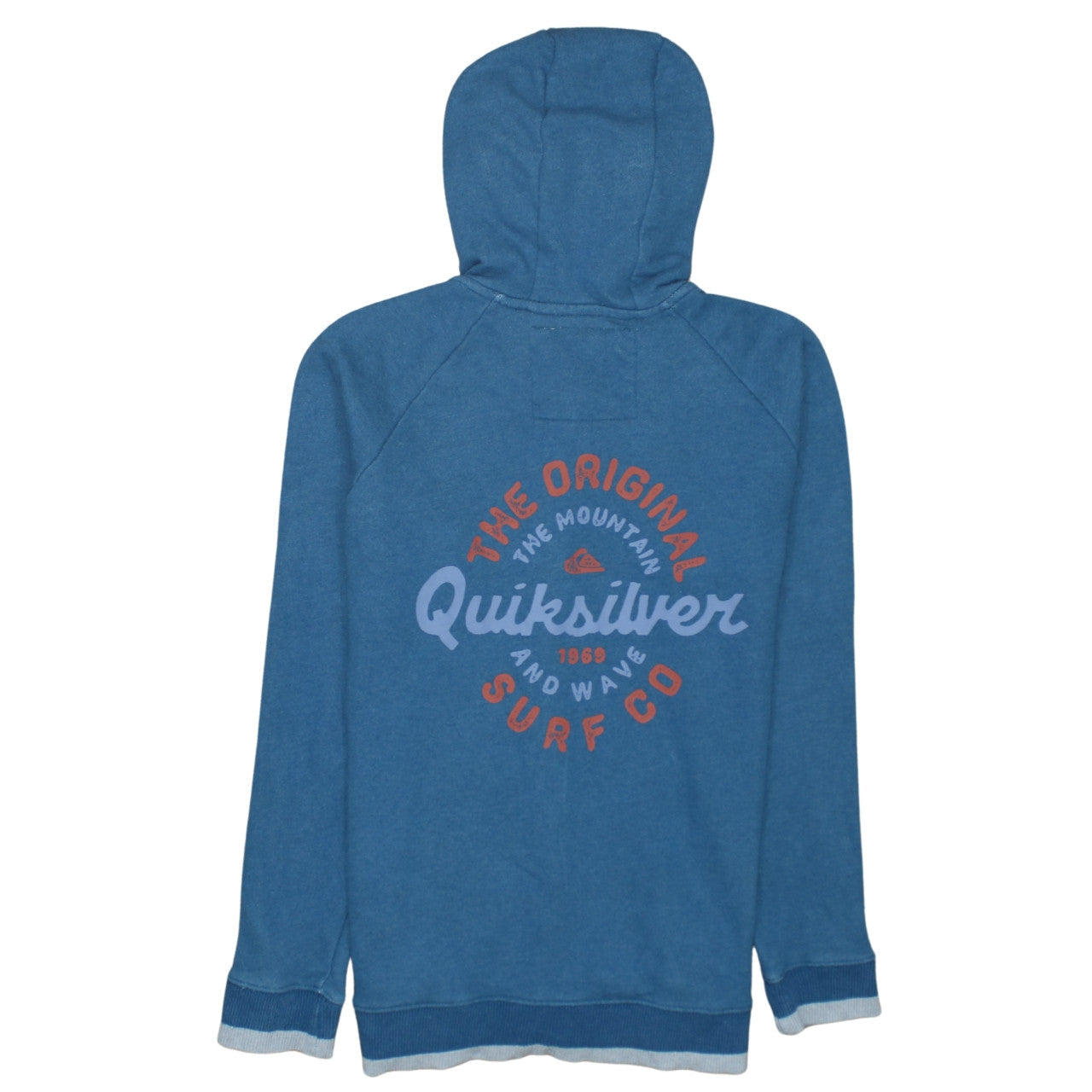 Quiksilver Mens Blue Full Zip Hoodie Sweatshirt Size L Surf Logo Cotton