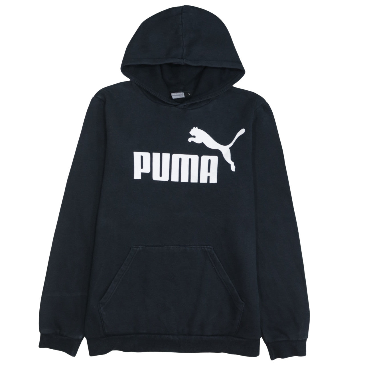 Puma Boys Black Pullover Hoodie 15-16 Years Logo Print Cotton Blend
