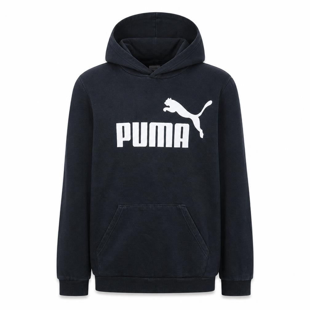 Puma Boys Black Pullover Hoodie 15-16 Years Logo Print Cotton Blend