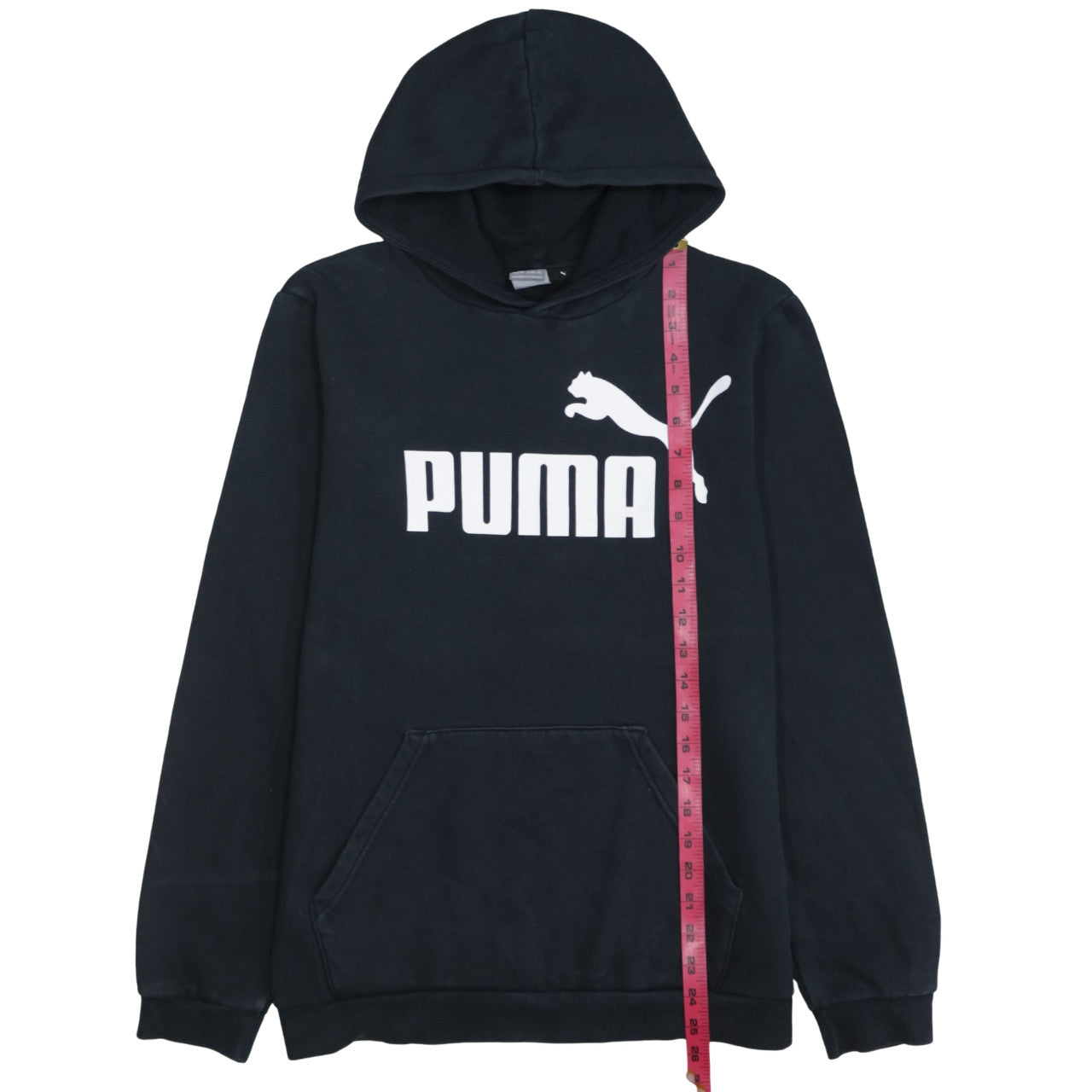 Puma Boys Black Pullover Hoodie 15-16 Years Logo Print Cotton Blend