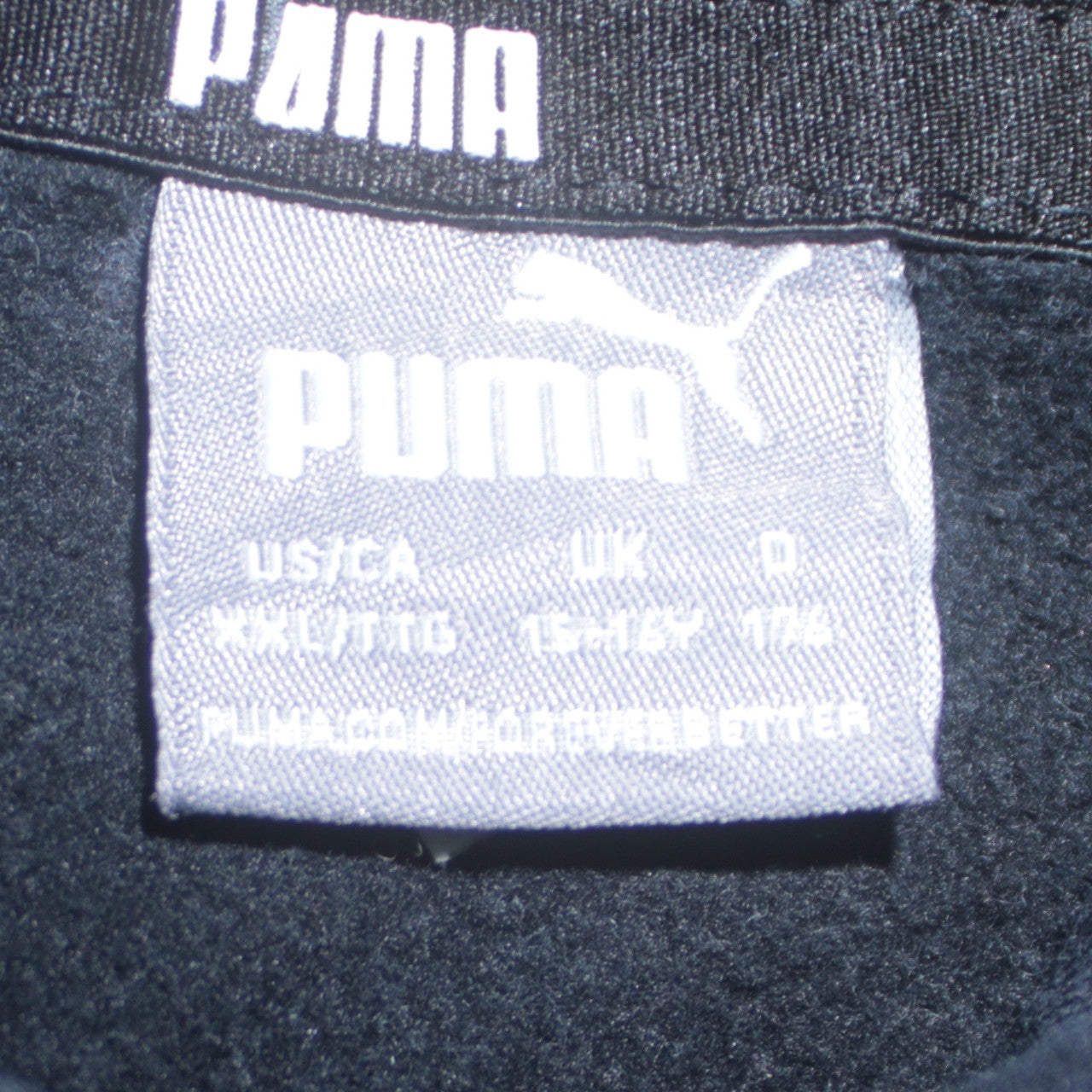 Puma Boys Black Pullover Hoodie 15-16 Years Logo Print Cotton Blend