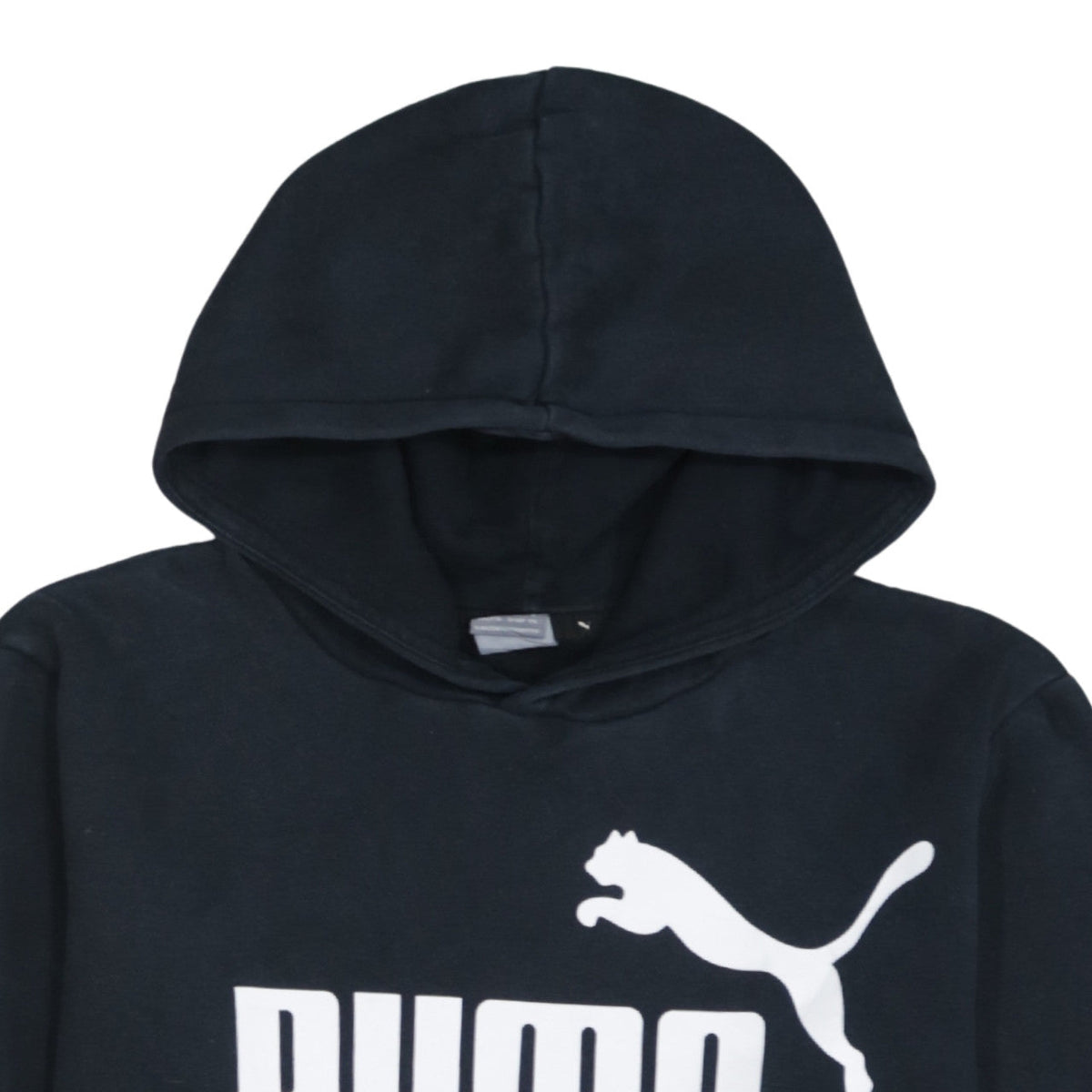 Puma Boys Black Pullover Hoodie 15-16 Years Logo Print Cotton Blend