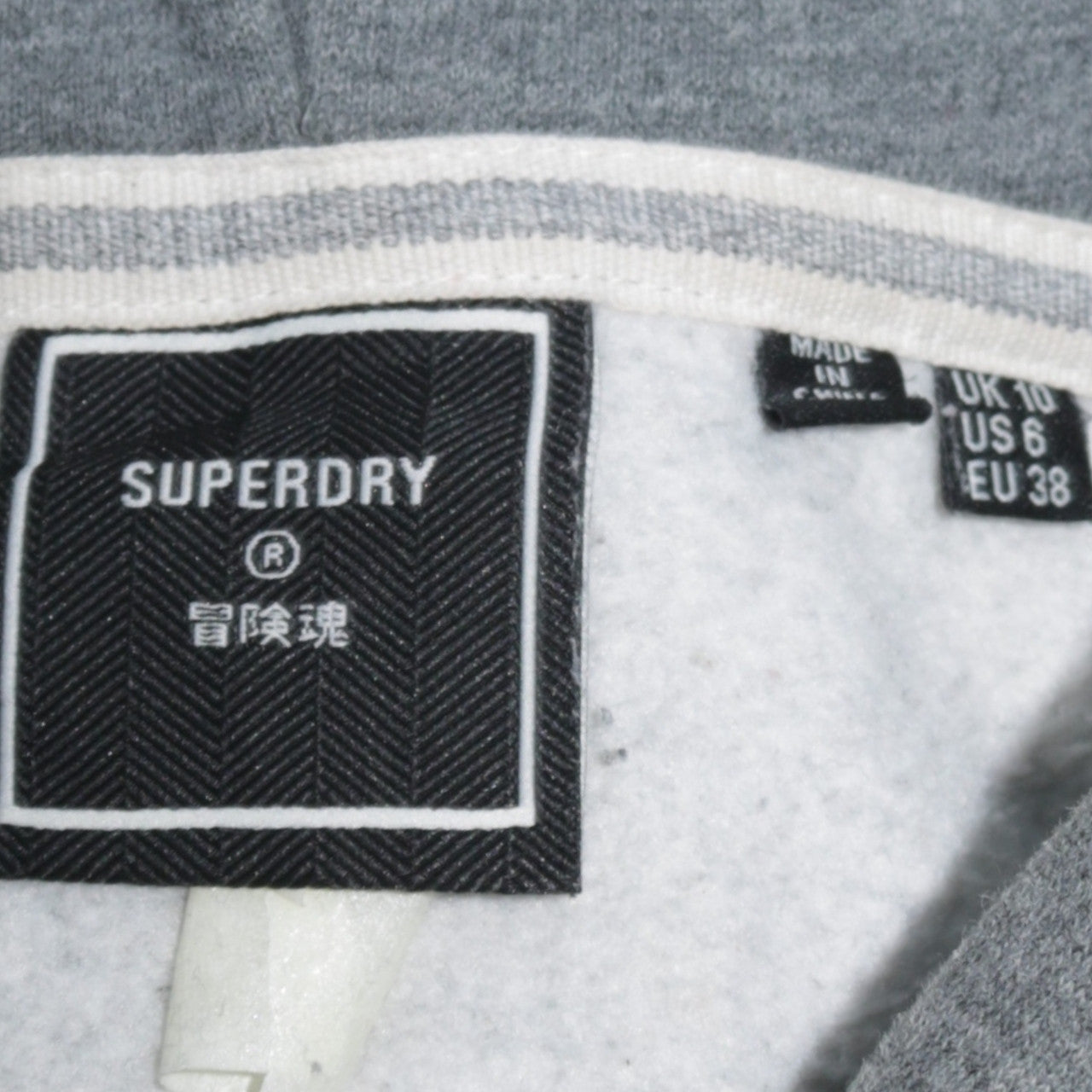 Superdry Women Grey Hoodie Pullover UK 10 Hooded Logo Casual