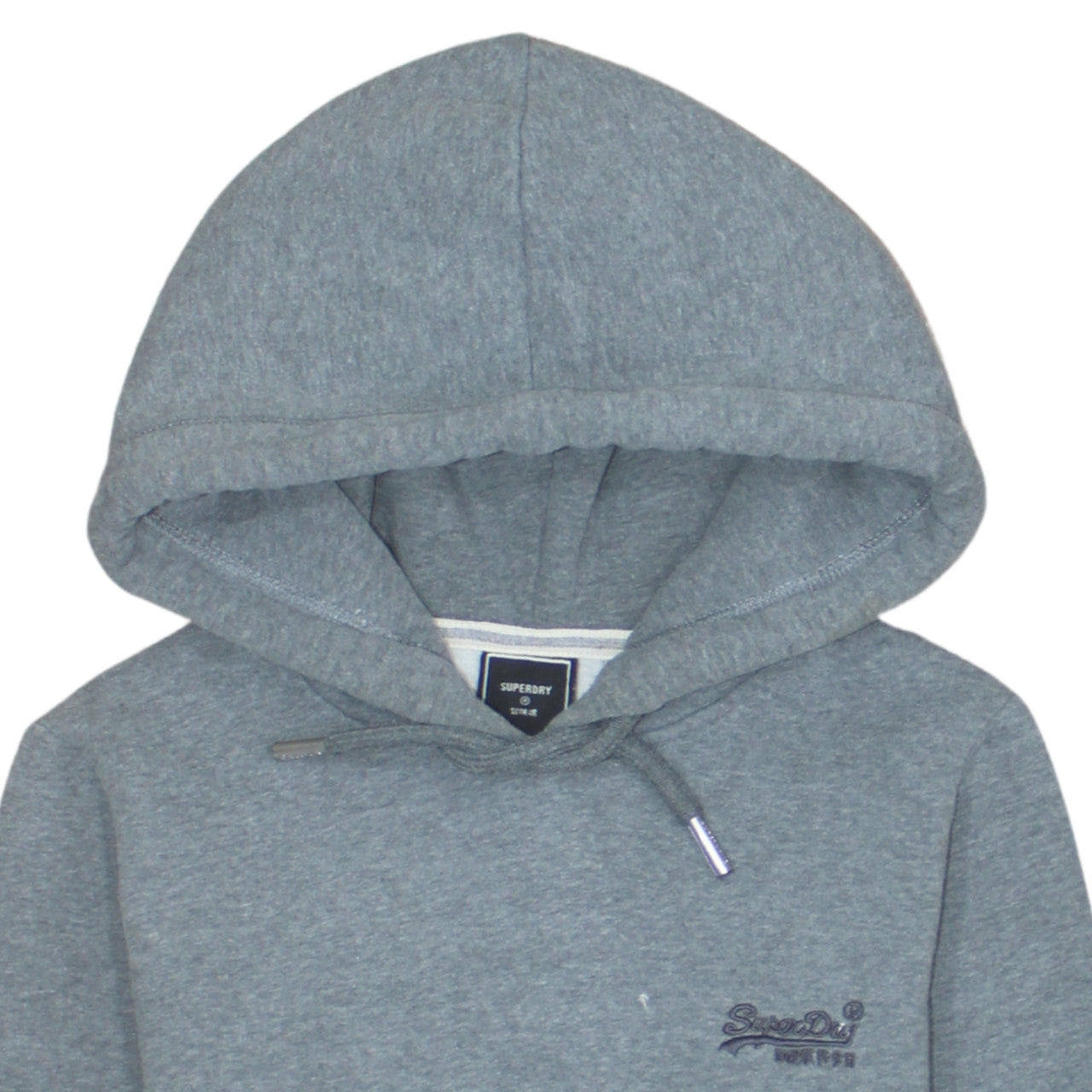 Superdry Women Grey Hoodie Pullover UK 10 Hooded Logo Casual
