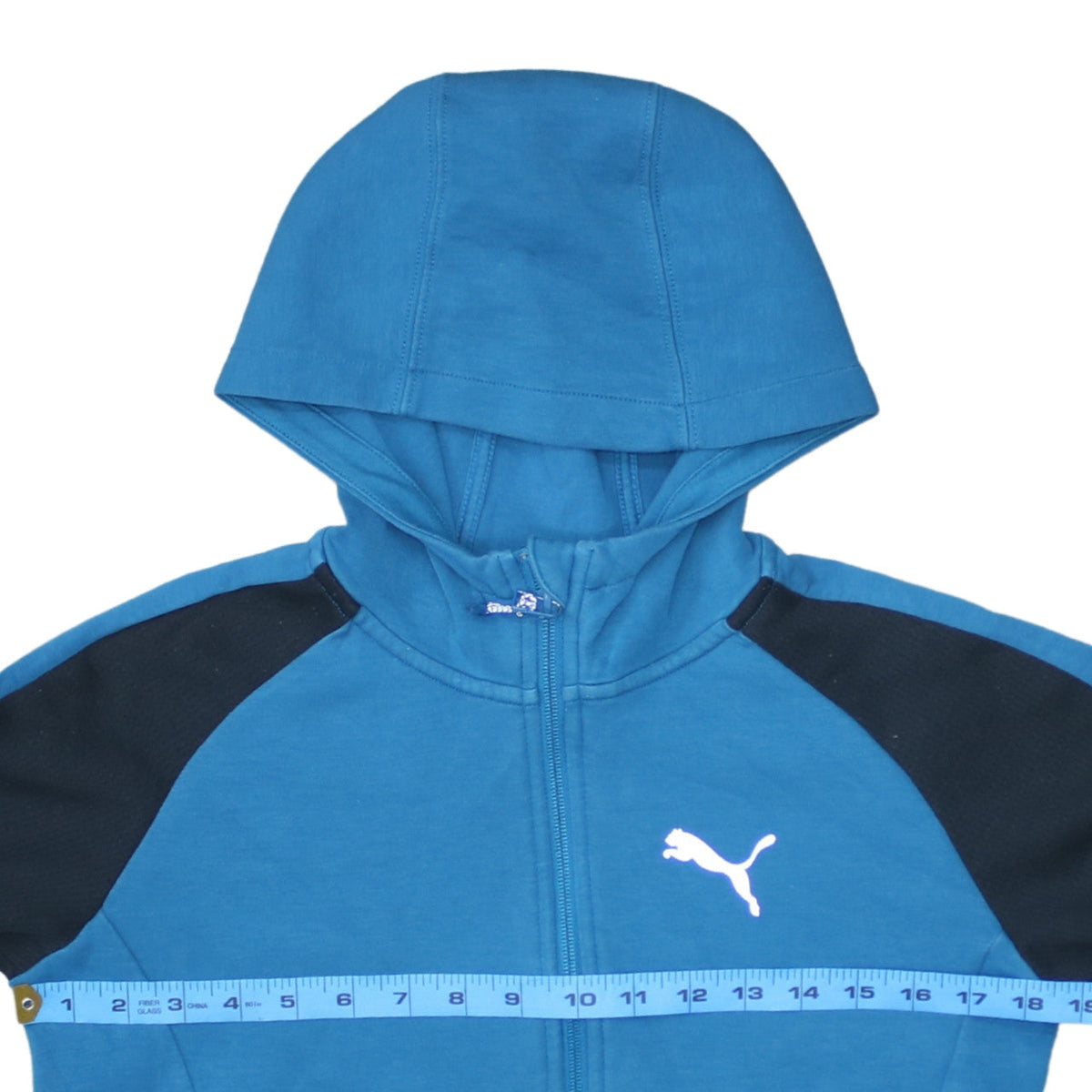 Puma Boys Blue Full Zip Hoodie 164 Graphic Print Cotton Blend