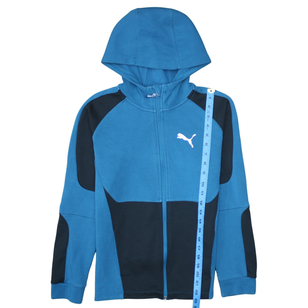 Puma Boys Blue Full Zip Hoodie 164 Graphic Print Cotton Blend