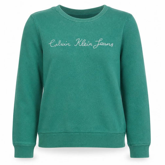 Calvin Klein Jeans Women's Green Cotton Crew Neck Sweatshirt Size S