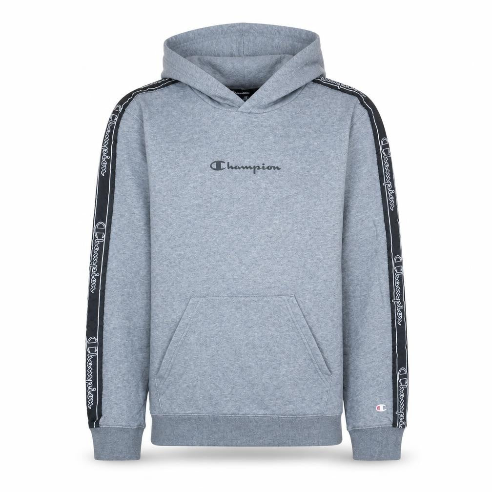 Champion Men's Grey Small Pullover Logo Hoodie - Regular Fit