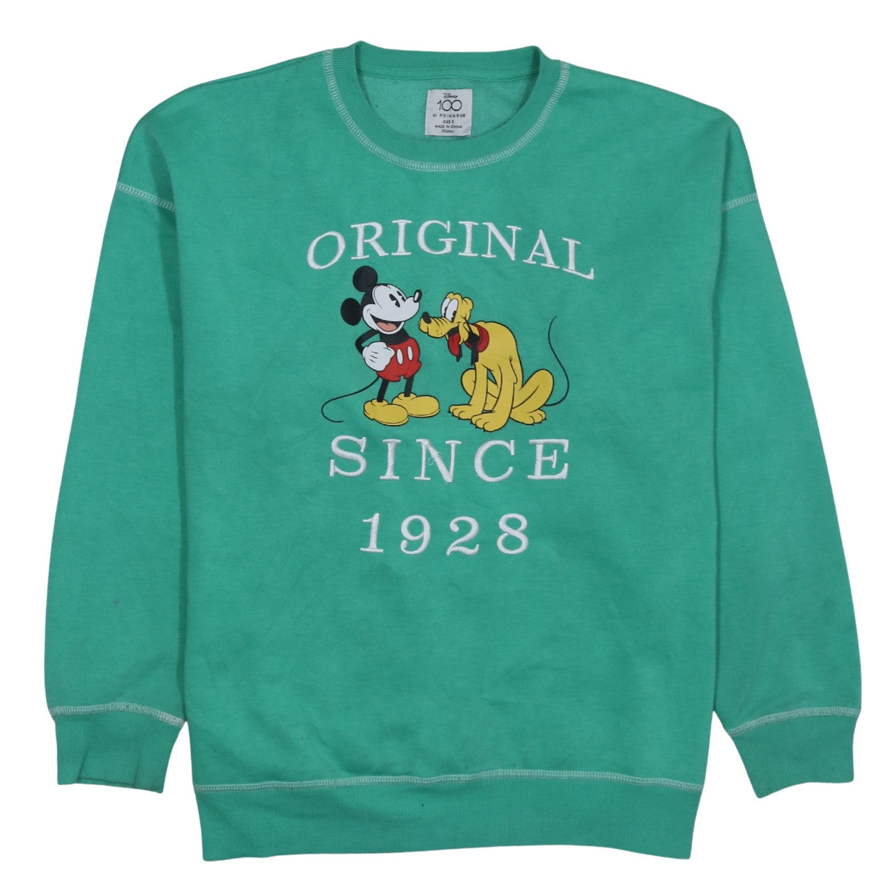 Disney x Primark Women Green Mickey & Pluto Sweatshirt Size S 10/12